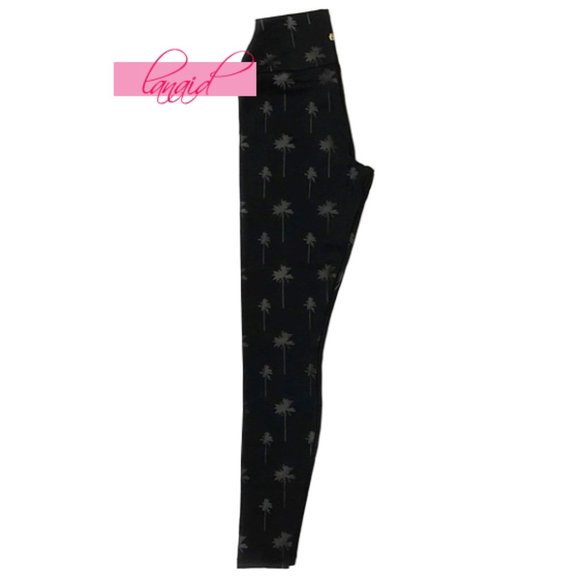 Spiritual Gangster Intent Tonal Palm High Waist Rise Legging Trees Skinny Tights - Picture 7 of 11